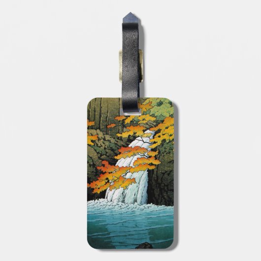 Cool oriental japanese Kawase Senju Waterfall art Bagagelabel (Achterkant verticaal)
