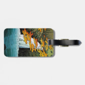 Cool oriental japanese Kawase Senju Waterfall art Bagagelabel (Achterkant horizontaal)