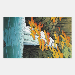 Cool oriental japanese Kawase Senju Waterfall art Rechthoekige Sticker