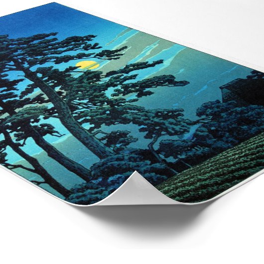 Cool oriental japanese Kawase Tree Moonlight Poster (Hoek)