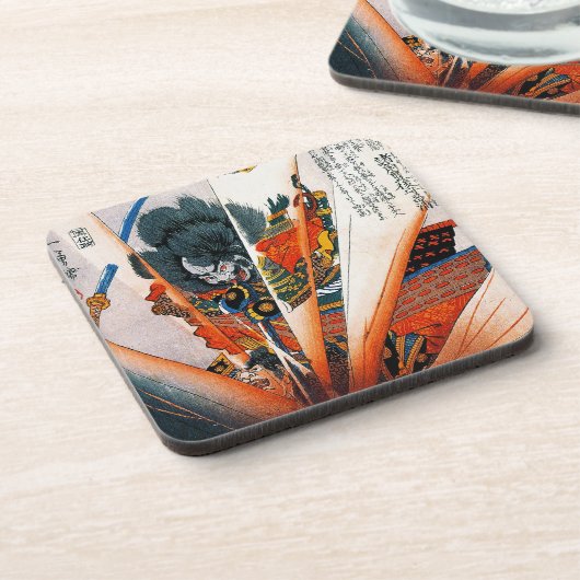 Cool oriental japanese Kunioshi Samurai Warrior Bier Onderzetter (Linkerzijde)