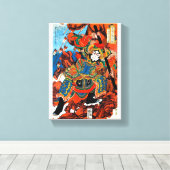 Cool oriental japanese legendarische held Samurai Canvas Afdruk (Insitu (Houten vloer))