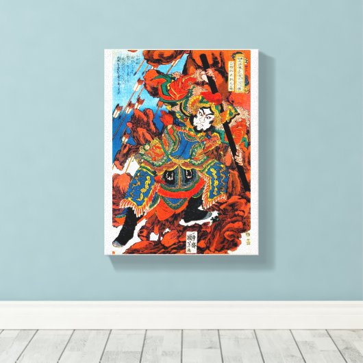Cool oriental japanese legendarische held Samurai  Canvas Afdruk (Insitu (Houten vloer))