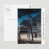 Cool oriental japanese shin hanga night village briefkaart (Voorkant / Achterkant)