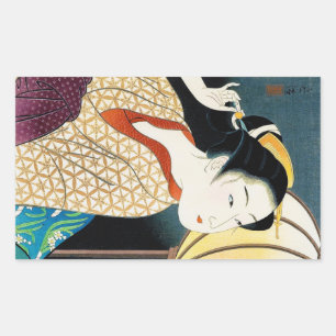 Cool oriental japanese Takane Koko geisha lady art Rechthoekige Sticker