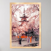 Cool oriental japanese Ueno Park waterverf art. Poster (Voorkant)