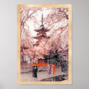 Cool oriental japanese Ueno Park waterverf art. Poster