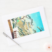 Cool oriental japanese winterkasteel rechthoekige sticker (Envelop)