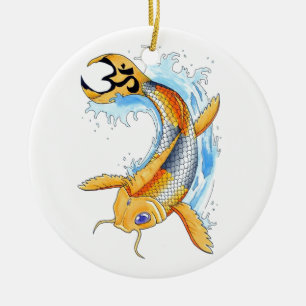 Cool Oriental Japans Gold Lucky Koi tattoo Keramisch Ornament