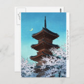 Cool oriental japans night shrine temple scène briefkaart (Voorkant / Achterkant)