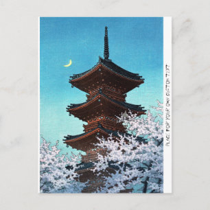 Cool oriental japans night shrine temple scène briefkaart