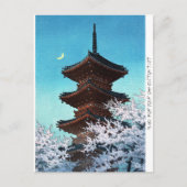 Cool oriental japans night shrine temple scène briefkaart (Voorkant)