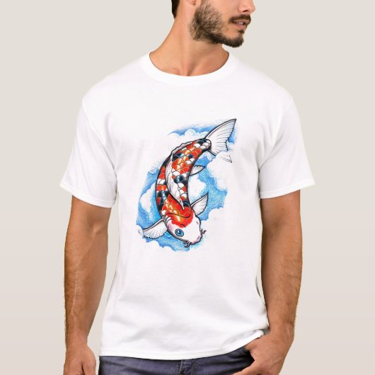 Cool Oriental Japanse Koi Carp Cloud tattoo T-shirt (Voorkant)