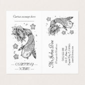 Cool Oriental Japanse Koi Carp Fish Lotus flower Visitekaartje (Buitenkant ongevouwen)