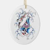 Cool Oriental Japanse Koi Carp Water tattoo Keramisch Ornament (Rechts)