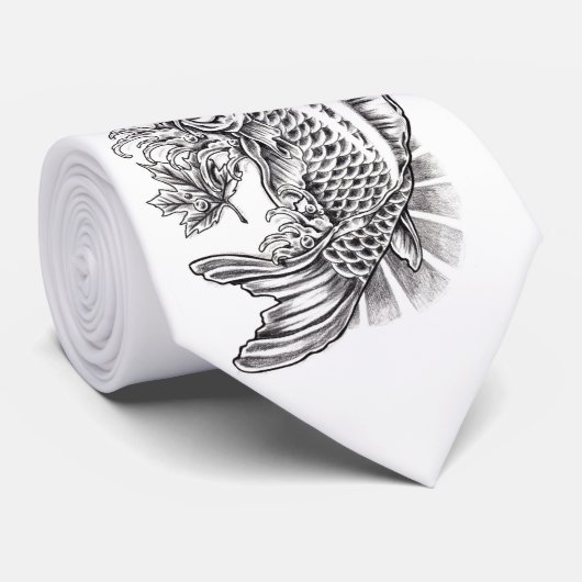 Cool Oriental Japanse Koi Fish Carp tattoo Stropdas (Opgerold)