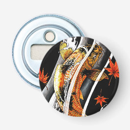 Cool Oriental Japanse Koi Lucky Carp Water Ink Button Flesopener