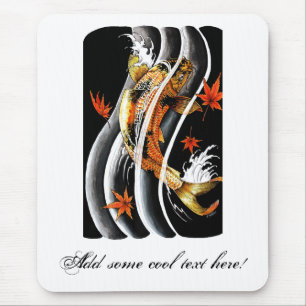 Cool Oriental Japanse Koi Lucky Carp Water Ink Muismat