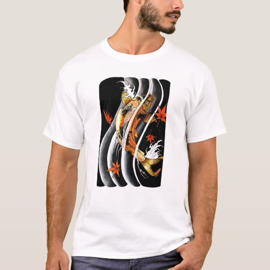 Cool Oriental Japanse Koi Lucky Carp Water Ink T-shirt (Voorkant)