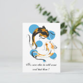 Cool Oriental Japanse Twin Bron White Koi Fish Briefkaart (Staand voorkant)