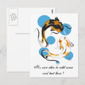 Cool Oriental Japanse Twin Bron White Koi Fish Briefkaart (Voorkant / Achterkant)