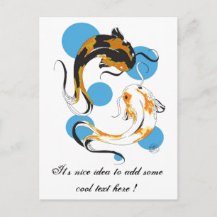 Cool Oriental Japanse Twin Bron White Koi Fish Briefkaart