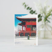 Cool oriental Kawase Hasui wintersneeuwlandkunst Briefkaart (Staand voorkant)