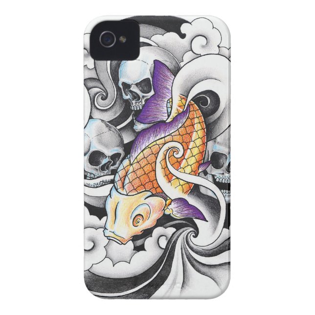 Cool Oriental Koi Carp Skull tattoo Case-Mate iPhone Case (Achterkant)