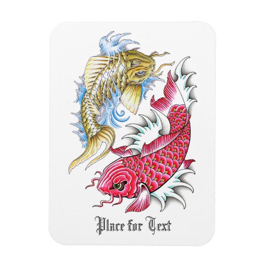 Cool Oriental Koi Fish Red Gold Yin Yang tattoo Magneet (Verticaal)