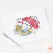 Cool Oriental Koi Fish Red Gold Yin Yang tattoo Ovale Sticker (Envelop)