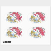Cool Oriental Koi Fish Red Gold Yin Yang tattoo Ovale Sticker (Vel)