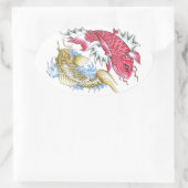 Cool Oriental Koi Fish Red Gold Yin Yang tattoo Ovale Sticker (Tas)