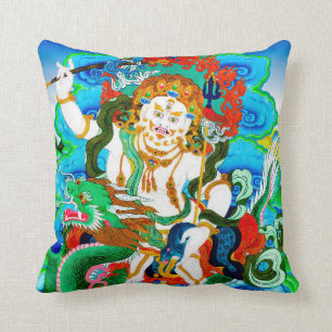 Cool oriental mandala White Jambhala levendige god Kussen