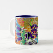 Cool oriental mandala Yamantaka levendige god art Tweekleurige Koffiemok (Voorkant links)