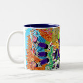 Cool oriental mandala Yamantaka levendige god art Tweekleurige Koffiemok (Links)