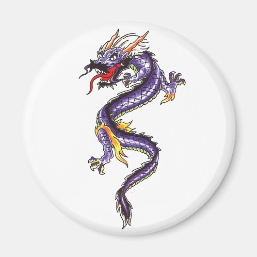 Cool Oriental Paarse Dragon themmagnenet Magneet (Voorkant)