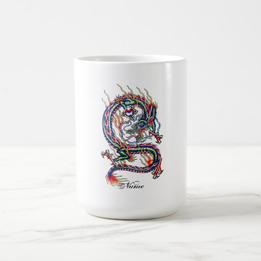 Cool Oriental Red Dragon met Orb tattoo Koffiemok (Center)