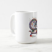 Cool Oriental Red Dragon met Orb tattoo Koffiemok (Voorkant links)