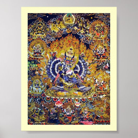 Cool oriental tangka Yamantaka doodgod tattoo Poster (Voorkant)