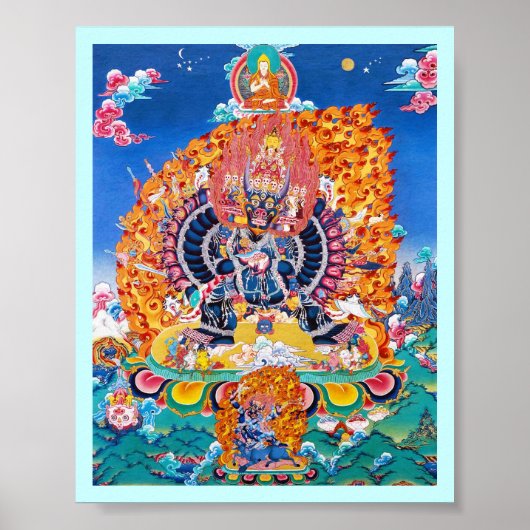 Cool oriental tangka Yamantaka doodgod tattoo Poster (Voorkant)