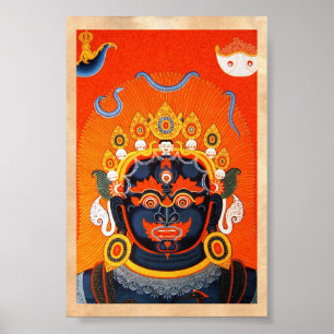 Cool oriental tibetan thangka Bhairava tattoo art. Poster