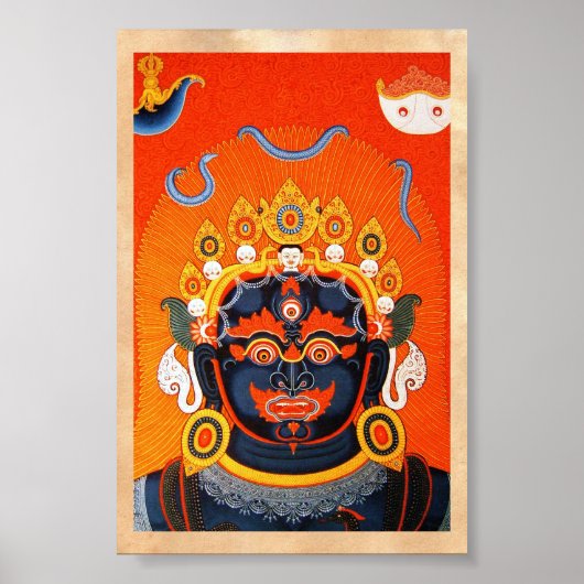 Cool oriental tibetan thangka Bhairava tattoo art. Poster (Voorkant)