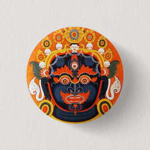 Cool oriental tibetan thangka Bhairava tattoo art. Ronde Button 3,2 Cm