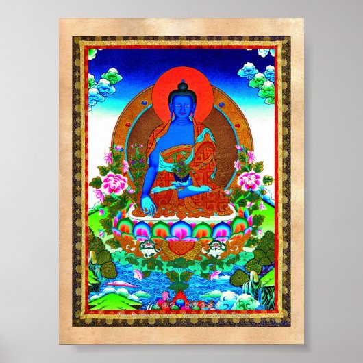 Cool oriental tibetan thangka Bhaisajyaguru tattoo Poster (Voorkant)