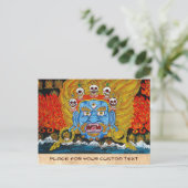 Cool oriental tibetan thangka demon tattoo art. briefkaart (Staand voorkant)