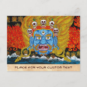 Cool oriental tibetan thangka demon tattoo art. briefkaart