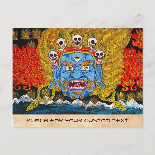 Cool oriental tibetan thangka demon tattoo art. briefkaart (Voorkant)