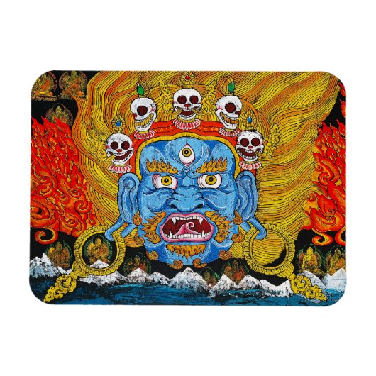 Cool oriental tibetan thangka demon tattoo art. magneet (Horizontaal)