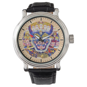 Cool oriental tibetan thangka god tattoo art horloge