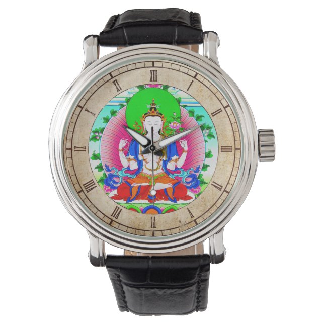 Cool oriental tibetan thangka god tattoo art horloge (Voorkant)